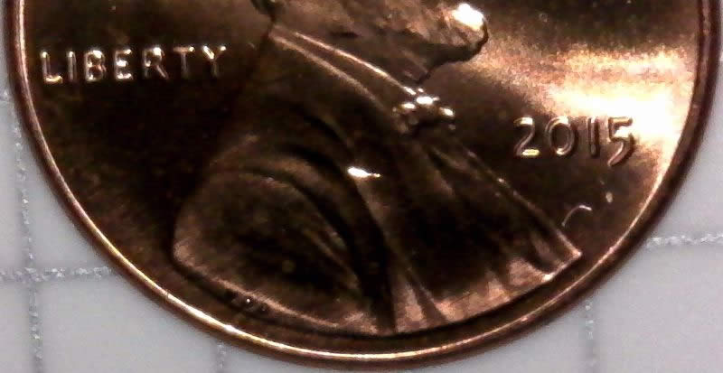 2015-P-Lincoln-Shield-Cent-Struck-Through-Came-From-Fresh-OBW-BU-Roll